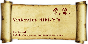 Vitkovits Miklós névjegykártya